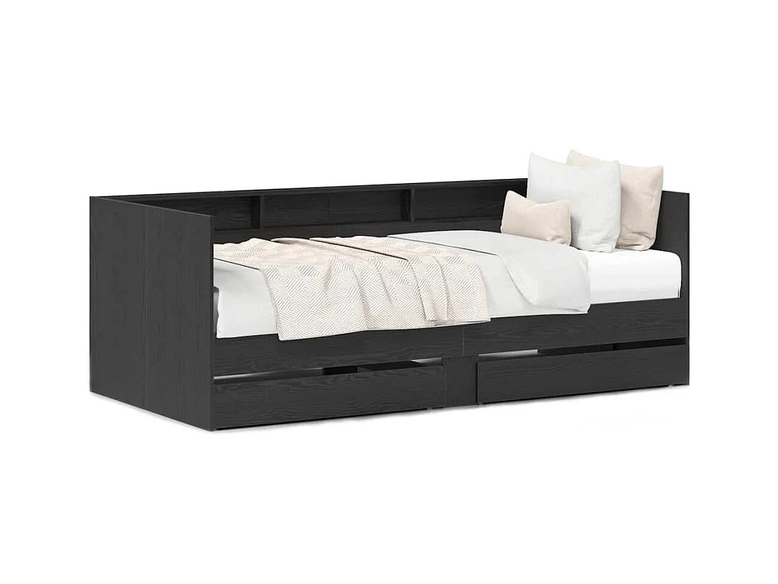 Cama de día gris 90 x 200 cm de madera de ingeniería