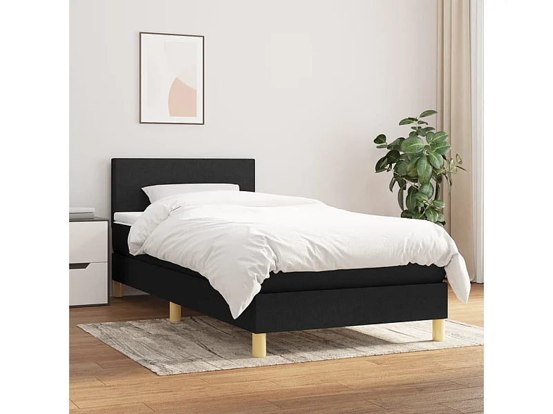 Sommier à lattes de lit avec matelas Noir 90x200 cm Tissu
