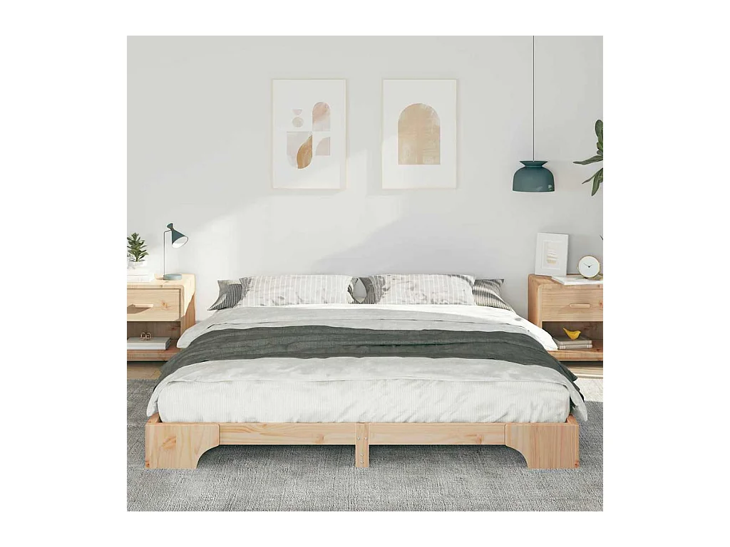 Cadre de lit surélevé Marron 180 x 210 cm Bois massif en pin