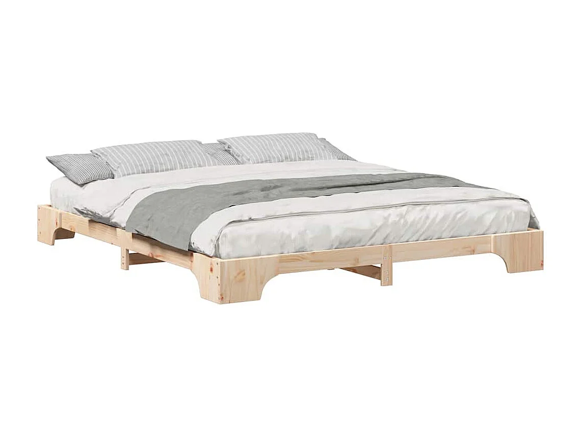 Verhoogd bedframe bruin 180 x 210 cm massief grenenhout