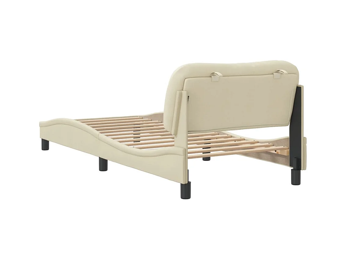Estructura de cama sin colchón tela crema 80x200 cm