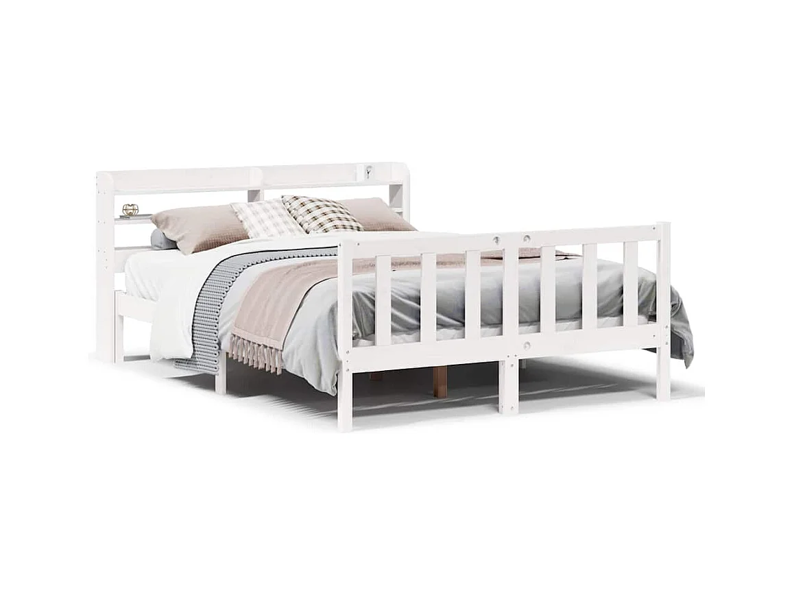 Bedframe zonder matras wit 140x190 cm massief grenenhout