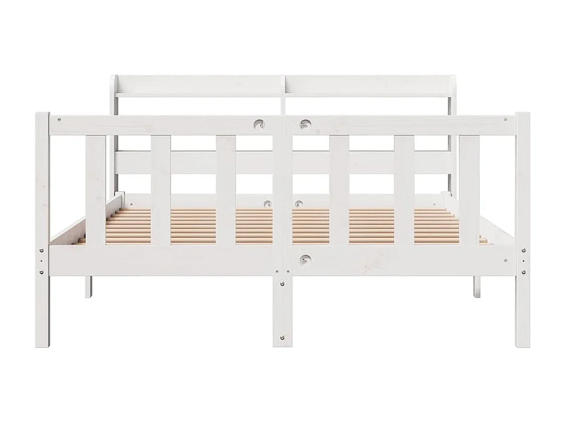 Estructura de cama sin colchón blanca 140x190 cm madera maciza de pino