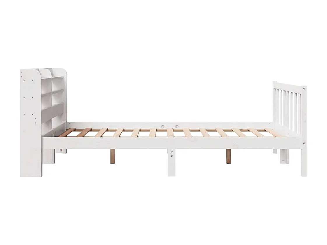 Estructura de cama sin colchón blanca 140x190 cm madera maciza de pino