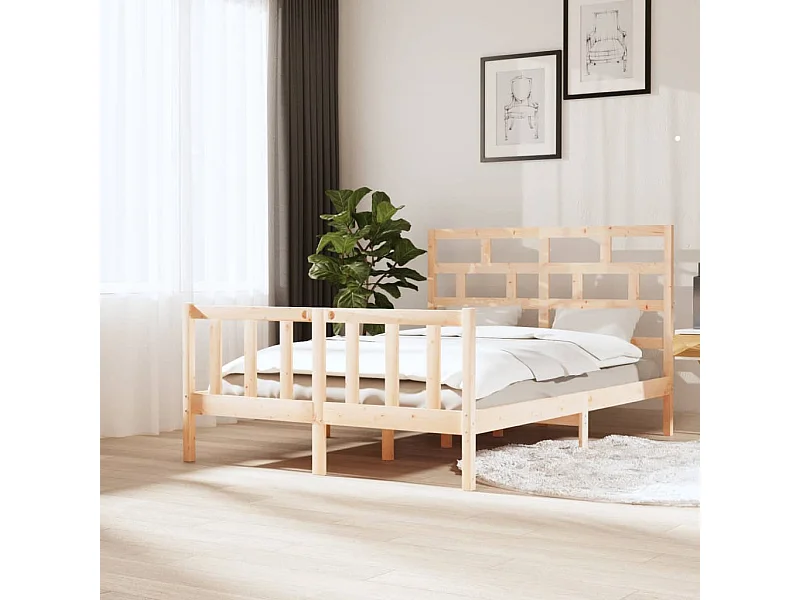 Cadre de lit sans matelas bois massif 140x200 cm