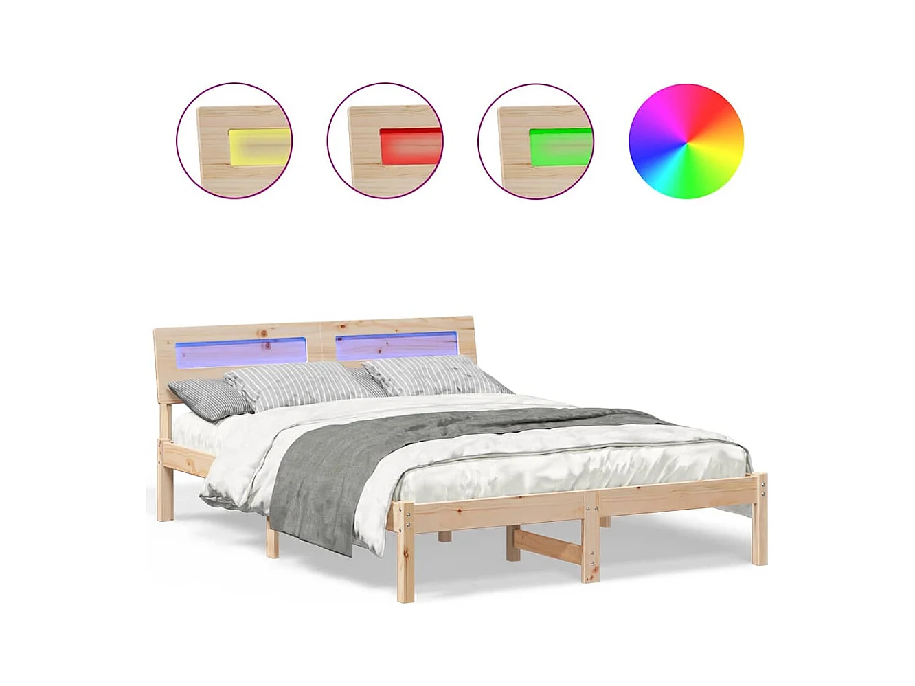 Bruin bedframe 140 x 190 cm massief grenenhout