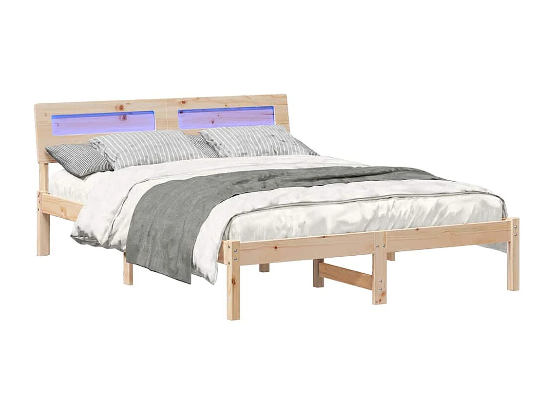 Bruin bedframe 140 x 190 cm massief grenenhout