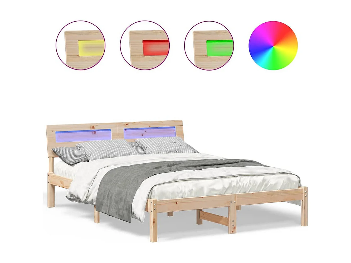 Bruin bedframe 140 x 190 cm massief grenenhout