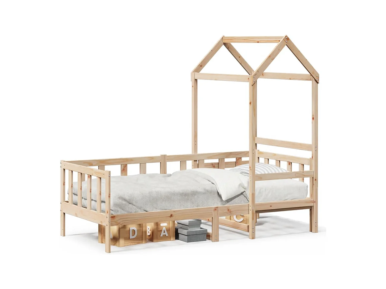 Dagbed met dak zonder matras 80x200 cm massief hout