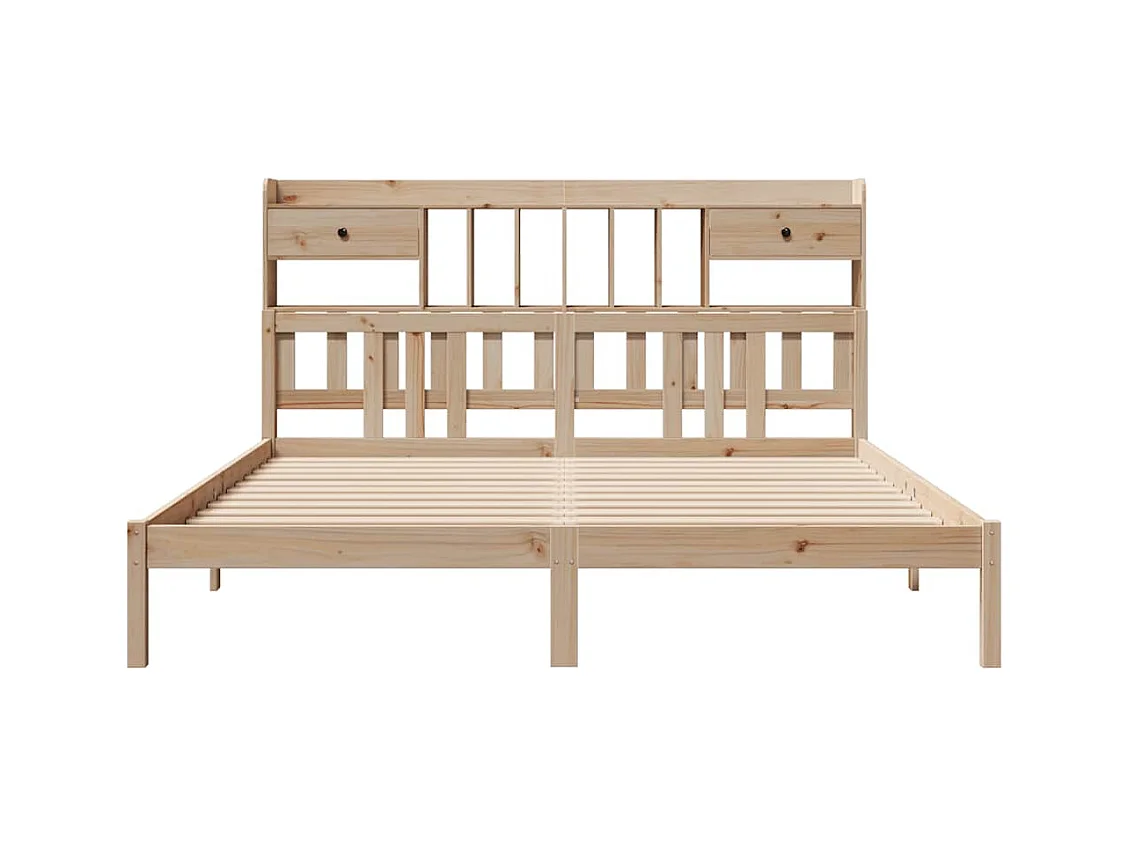 Lit bibliothèque sans matelas 180x200 cm bois massif de pin