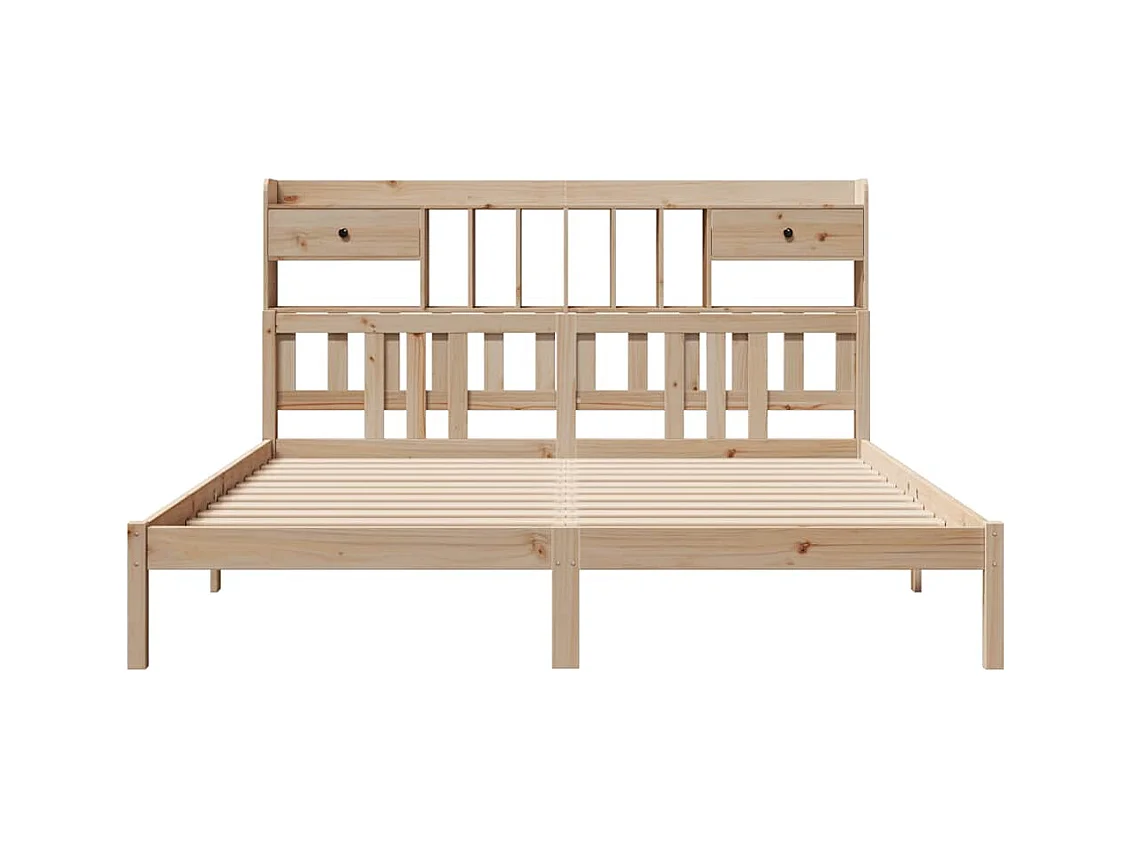 Lit bibliothèque sans matelas 180x200 cm bois massif de pin