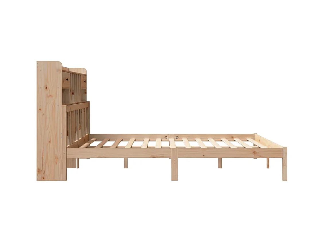 Lit bibliothèque sans matelas 180x200 cm bois massif de pin