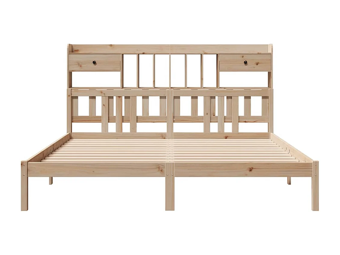 Lit bibliothèque sans matelas 180x200 cm bois massif de pin