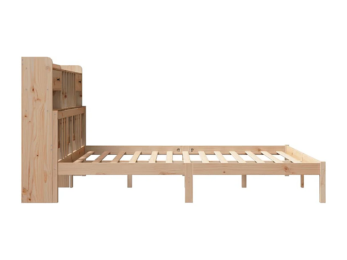Lit bibliothèque sans matelas 180x200 cm bois massif de pin