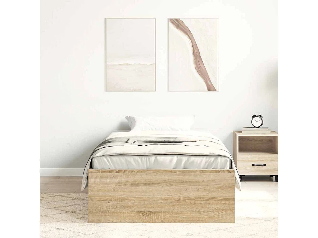 Struttura letto senza materasso in rovere Sonoma 100x200 cm