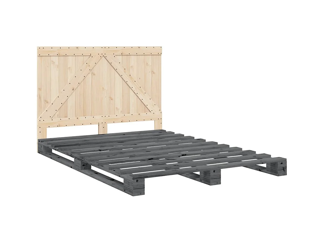 Estructura de cama sin colchón gris 140x200 cm madera maciza de pino