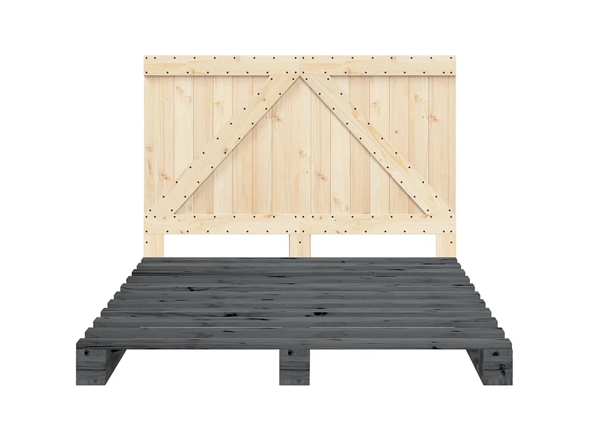 Estructura de cama sin colchón gris 140x200 cm madera maciza de pino