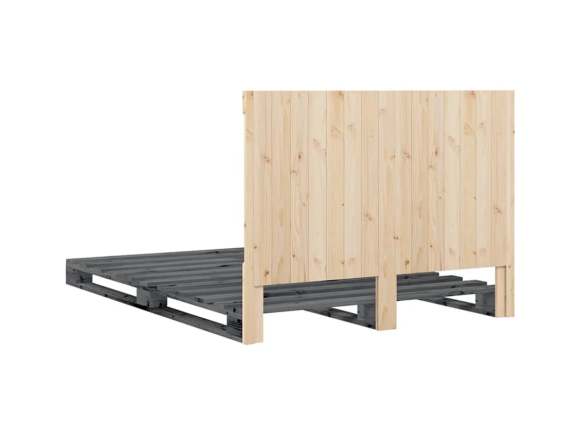 Estructura de cama sin colchón gris 140x200 cm madera maciza de pino