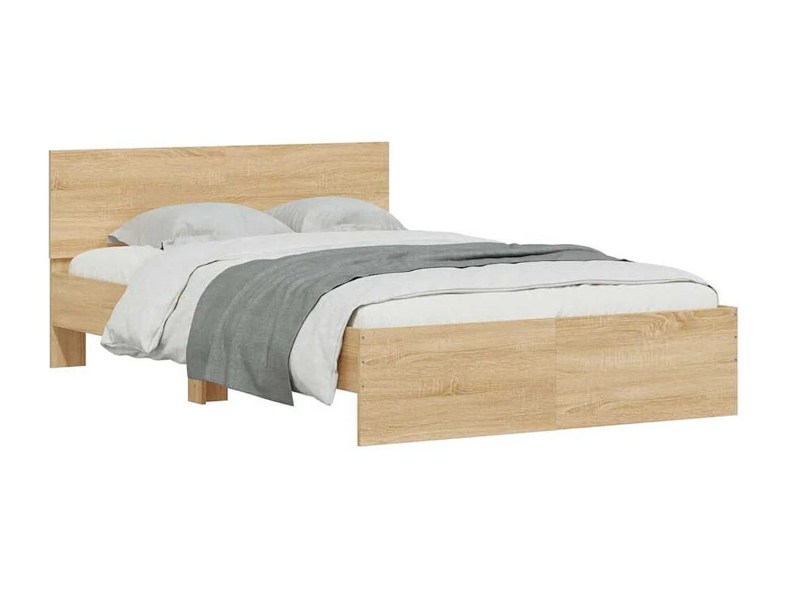 Bedframe met hoofdbord en LED Sonoma eiken 120x200 cm
