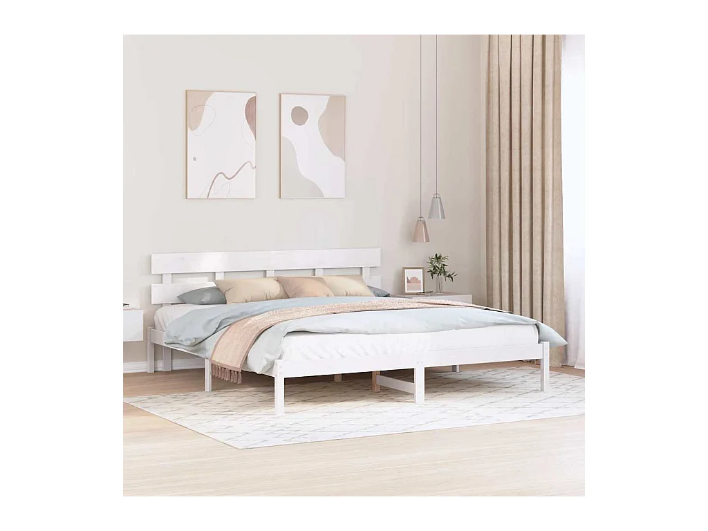 Cadre de lit Blanc 200 x 200 cm Bois de pin massif