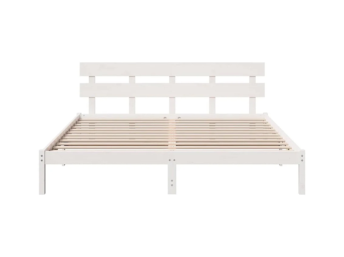 Cadre de lit Blanc 200 x 200 cm Bois de pin massif