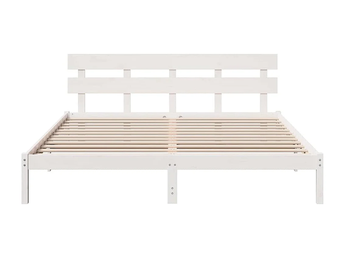 Struttura letto bianca 200 x 200 cm in legno massello di pino