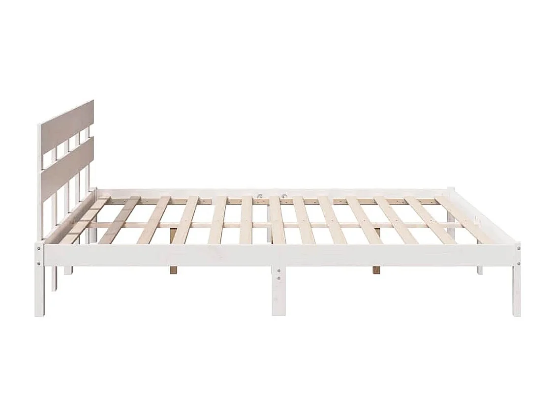Struttura letto bianca 200 x 200 cm in legno massello di pino
