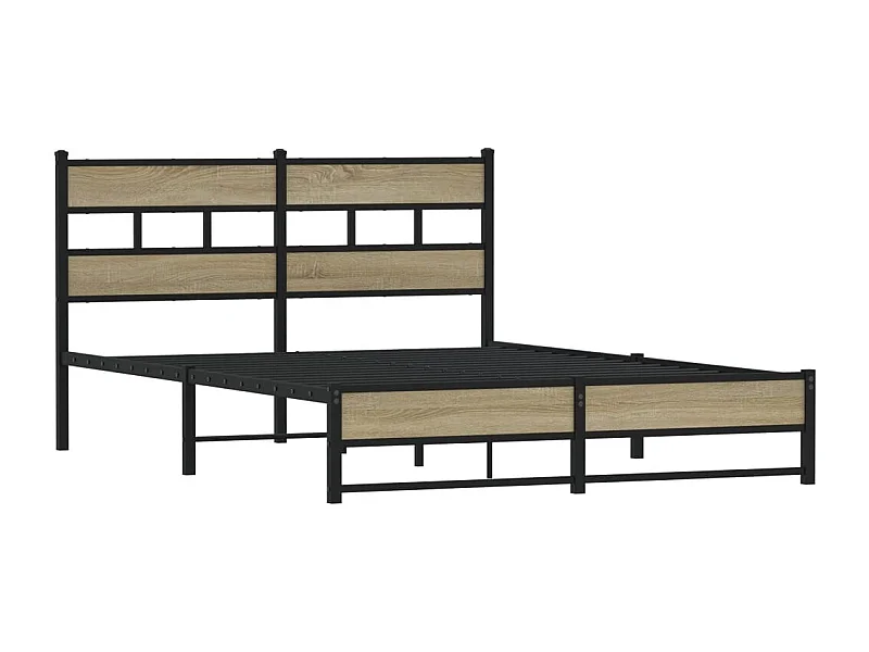 Struttura letto in metallo senza materasso rovere Sonoma 160x200 cm