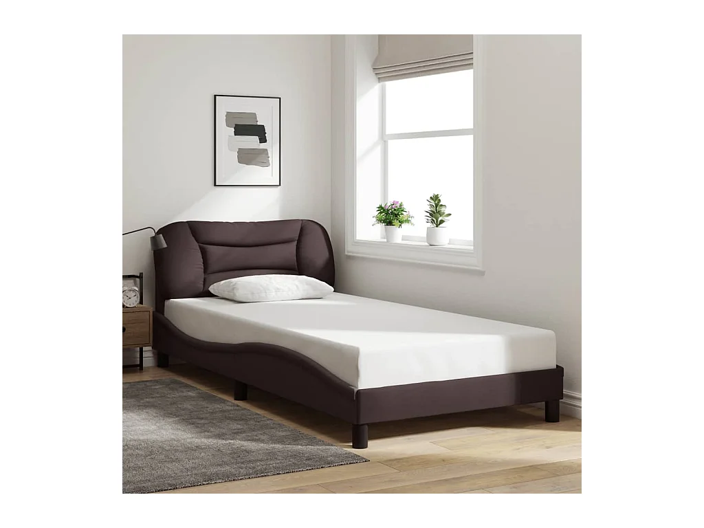 Bedframe zonder matras donkerbruin 100x200 cm stof