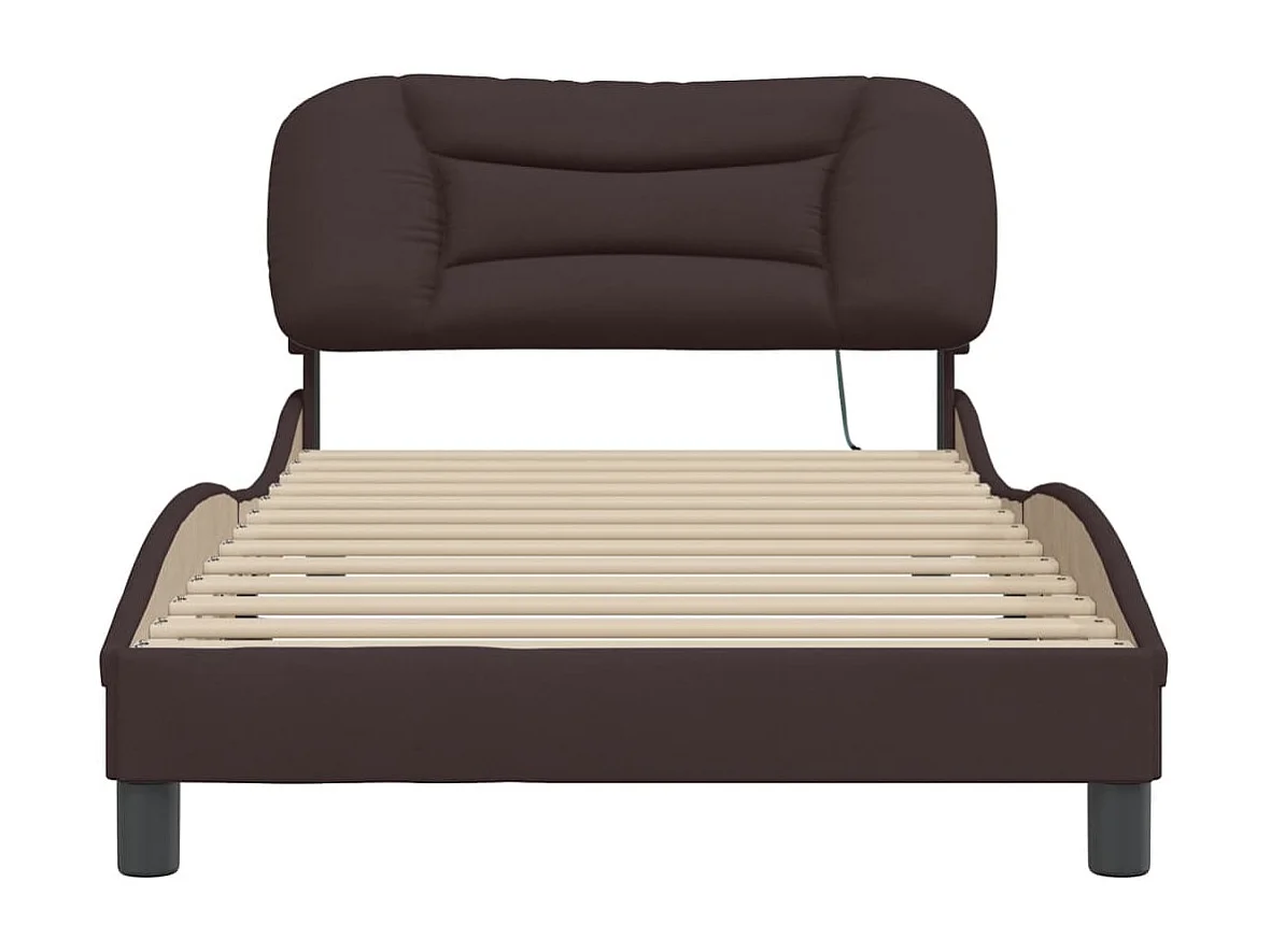 Struttura letto senza materasso tessuto marrone scuro 100x200 cm