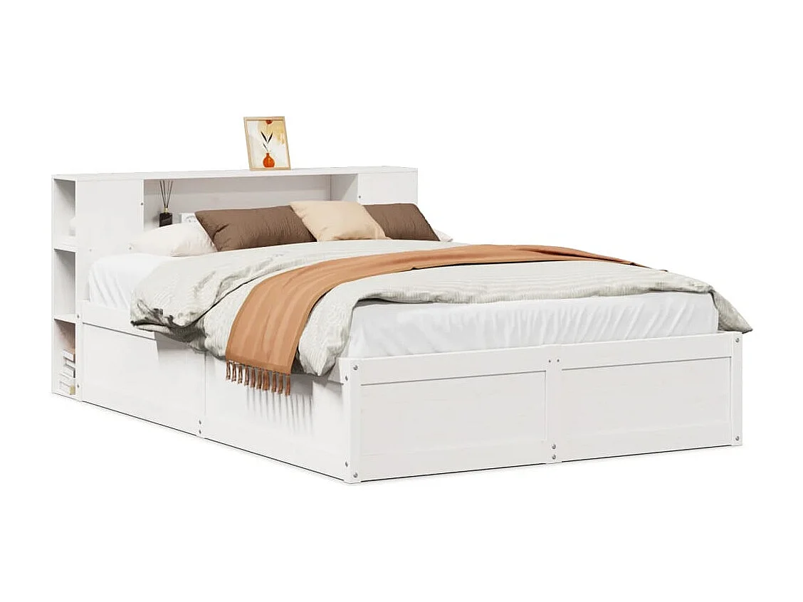 Struttura letto senza materasso bianco 120x190 cm in legno massello di pino