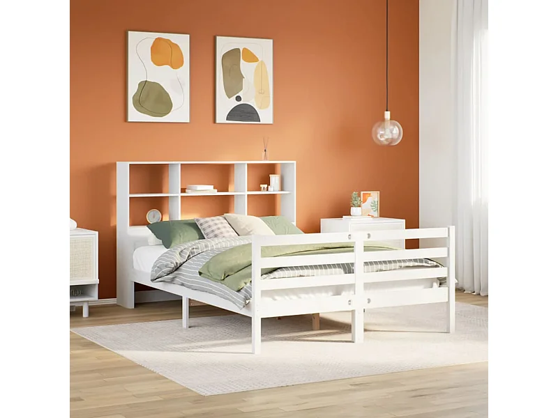 Wit boekenkastbed zonder matras 140x200 cm massief grenenhout