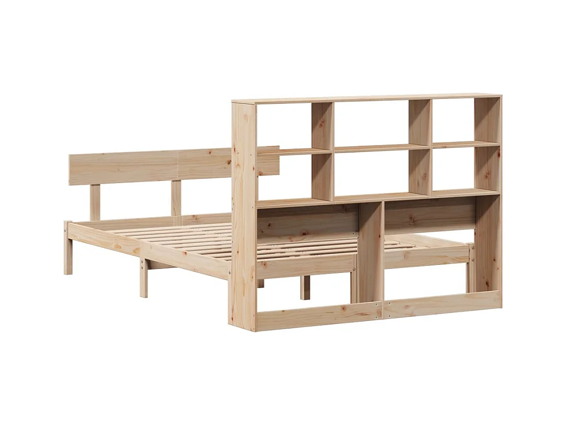Bibliotheekbed zonder matras 140x190 cm massief grenenhout