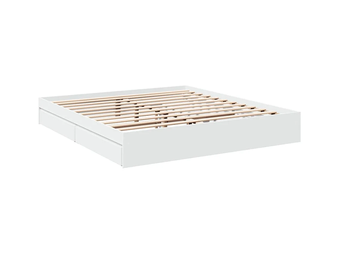 Bedframe met lades zonder matras wit 200x200 cm