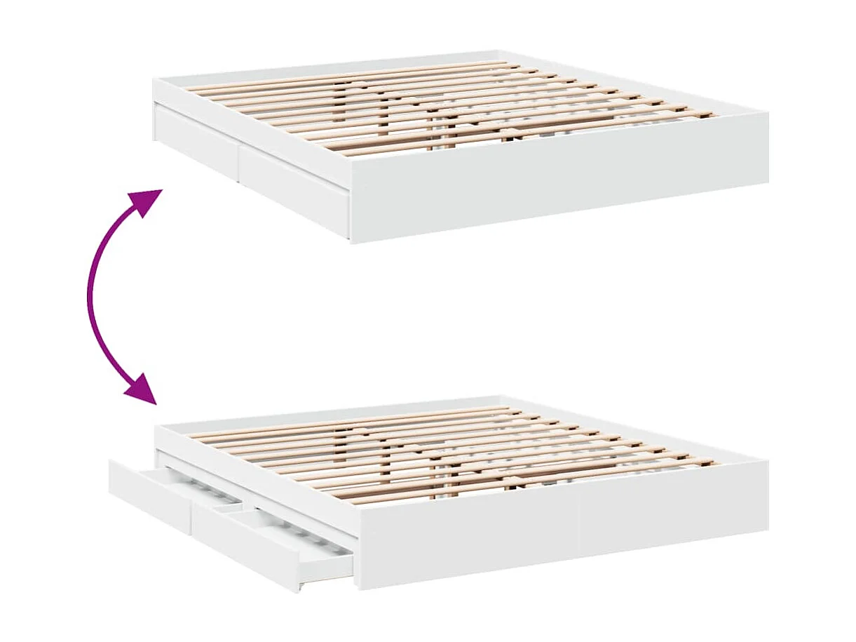 Bedframe met lades zonder matras wit 200x200 cm