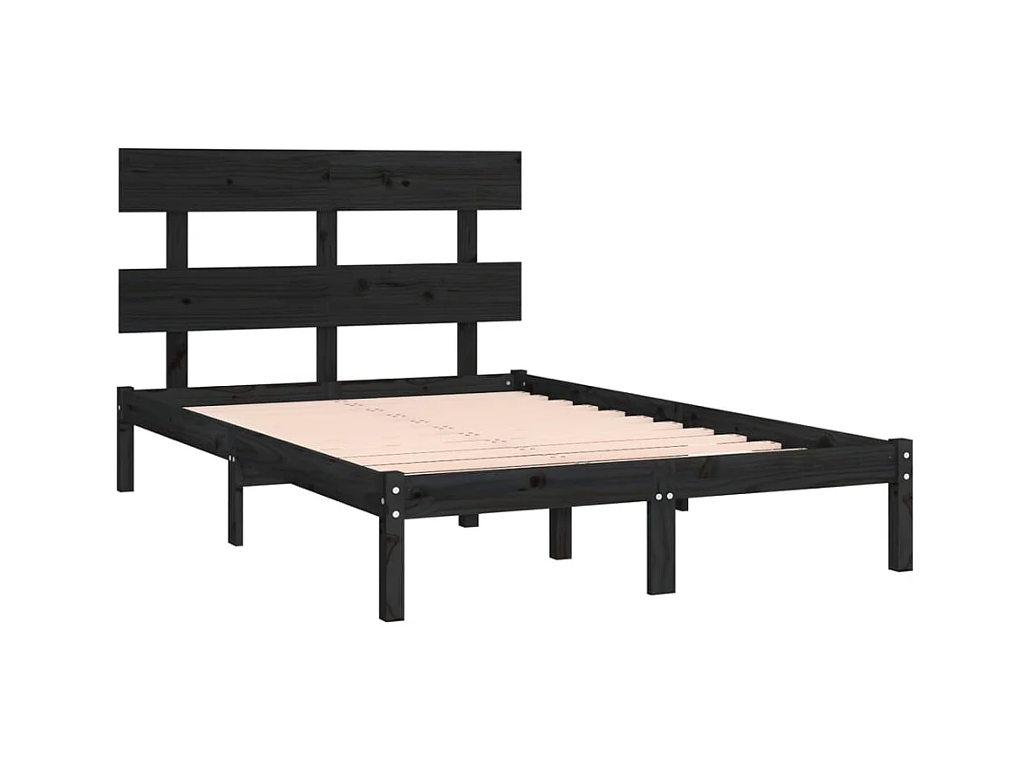 Struttura letto senza materasso nero 200x200 cm in legno massello