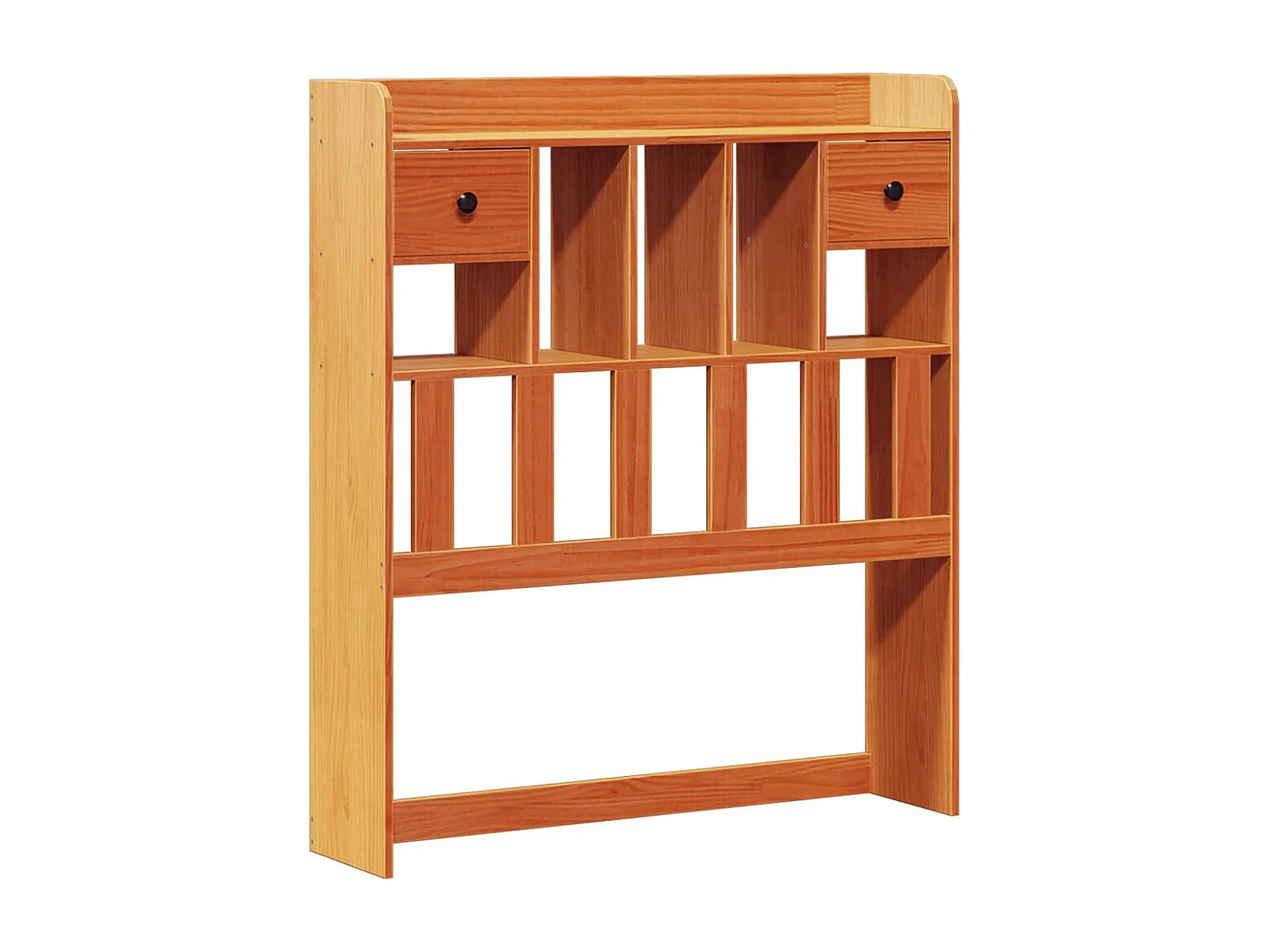 Cama librería sin colchón, color marrón cera, 100x200 cm, pino macizo