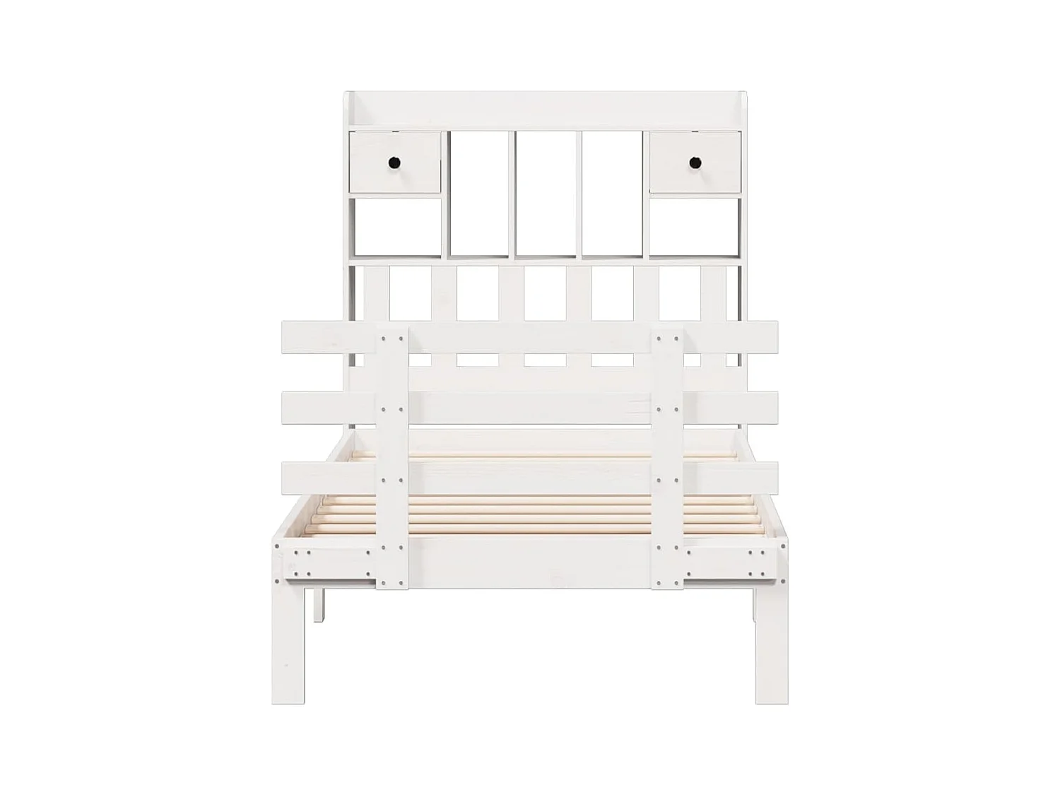 Letto libreria bianco senza materasso 90x200cm in legno massello di pino