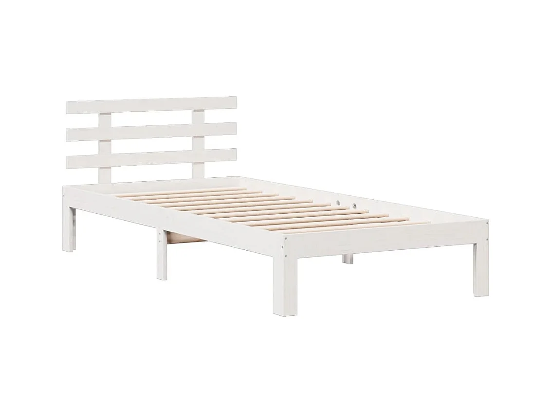 Letto libreria bianco senza materasso 90x200cm in legno massello di pino