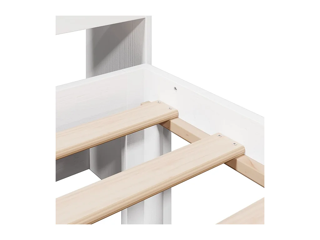 Letto libreria bianco senza materasso 90x200cm in legno massello di pino