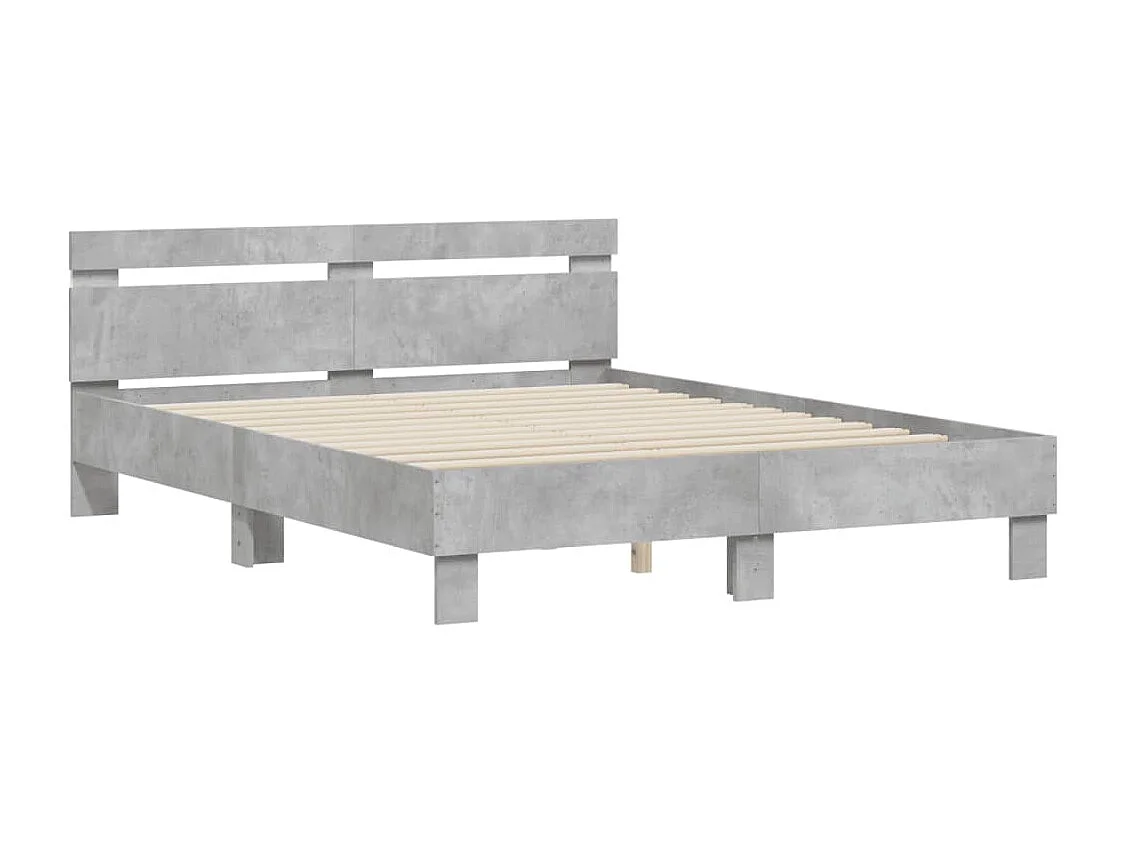 Bedframe met LED zonder matras betongrijs 150x200 cm