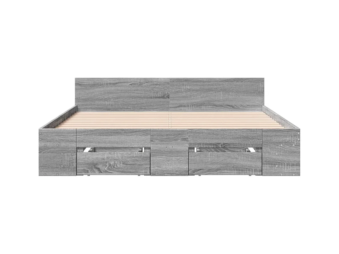 Bedframe met lades zonder matras Sonoma grijs 160x200 cm