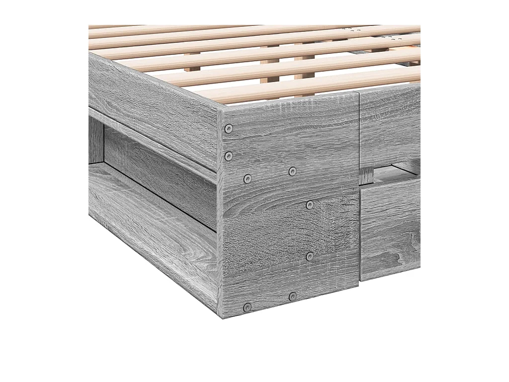 Bedframe met lades zonder matras Sonoma grijs 160x200 cm