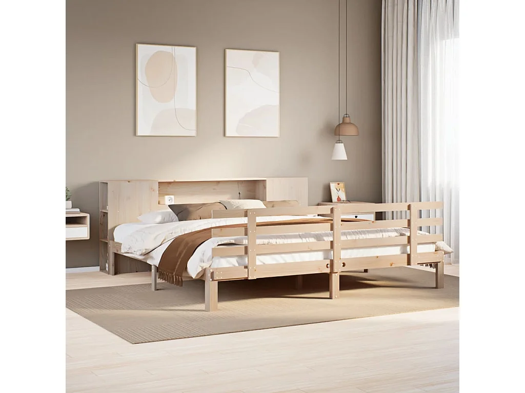 Bibliotheksbett ohne Matratze 180x200 cm Massivholz Kiefer