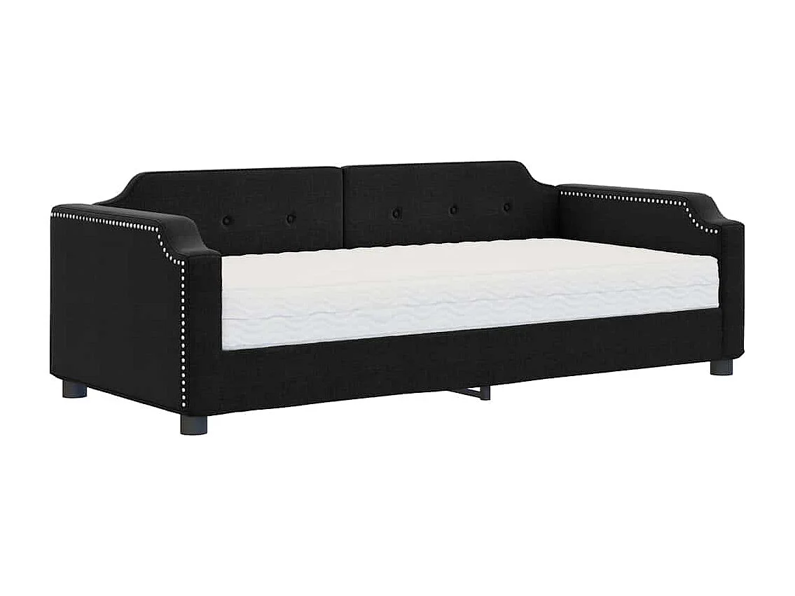 Lit de jour avec matelas noir 80x200 cm tissu