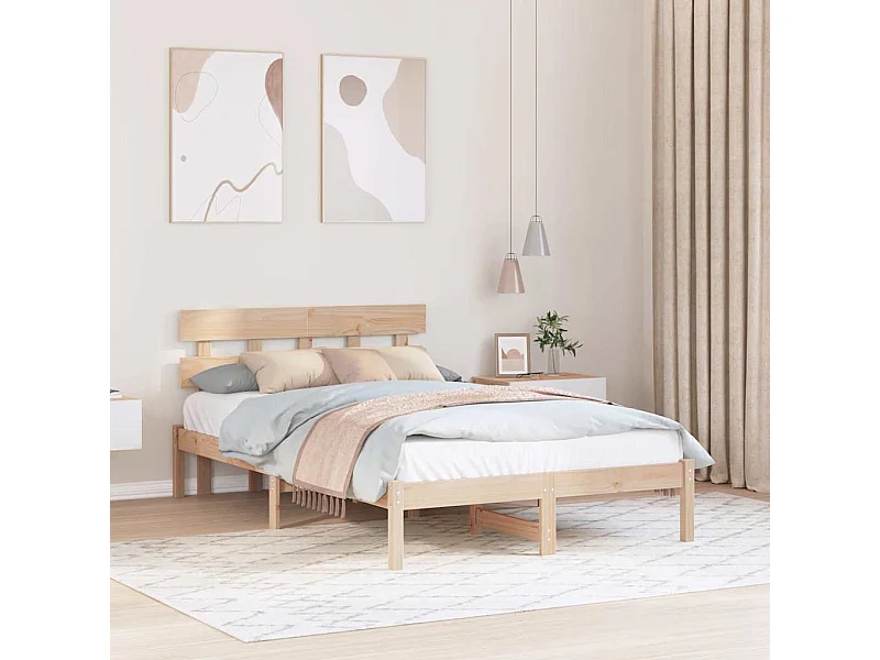 Bruin bedframe 120 x 200 cm massief grenenhout