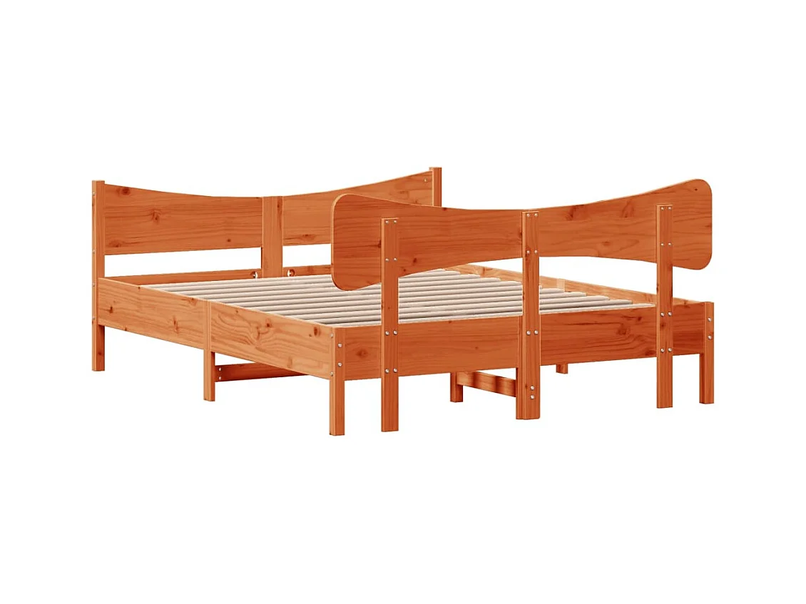 Bedframe zonder matras bruin gewaxt 140x190cm massief grenenhout