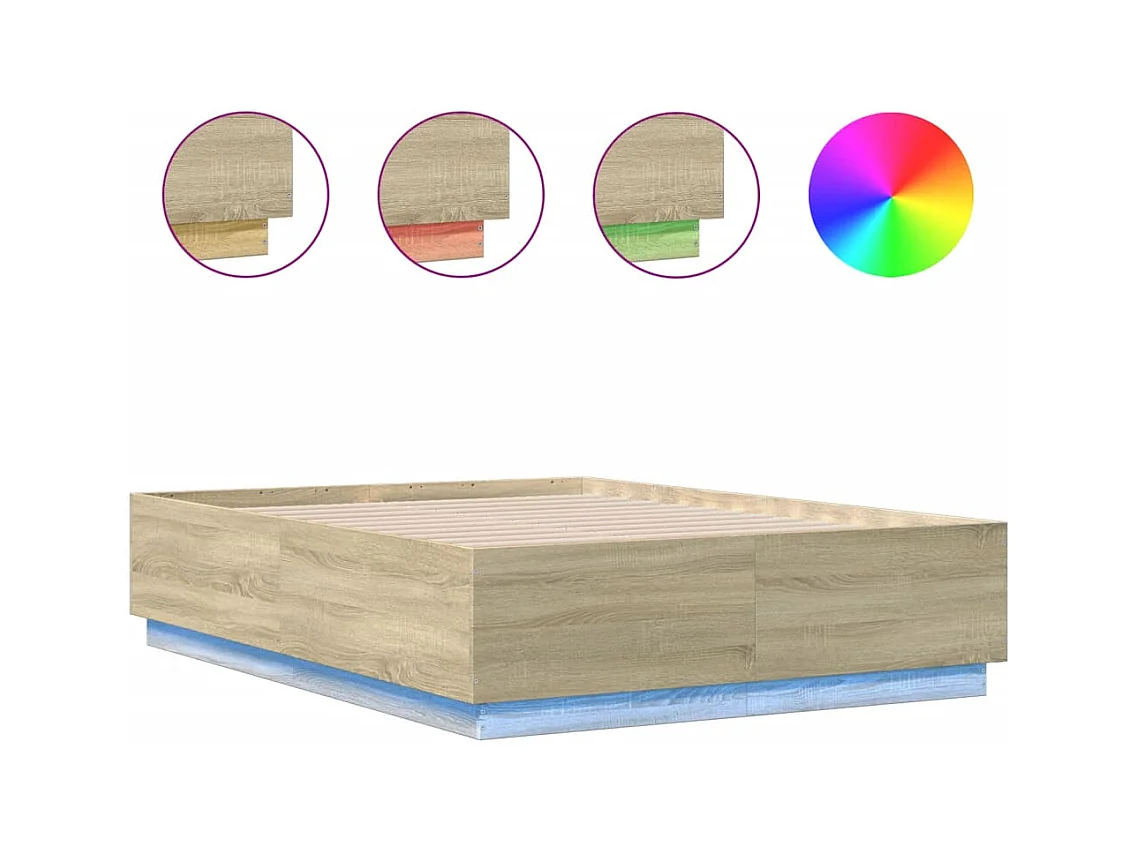 Bedframe met LED zonder matras Sonoma eiken 120x190 cm