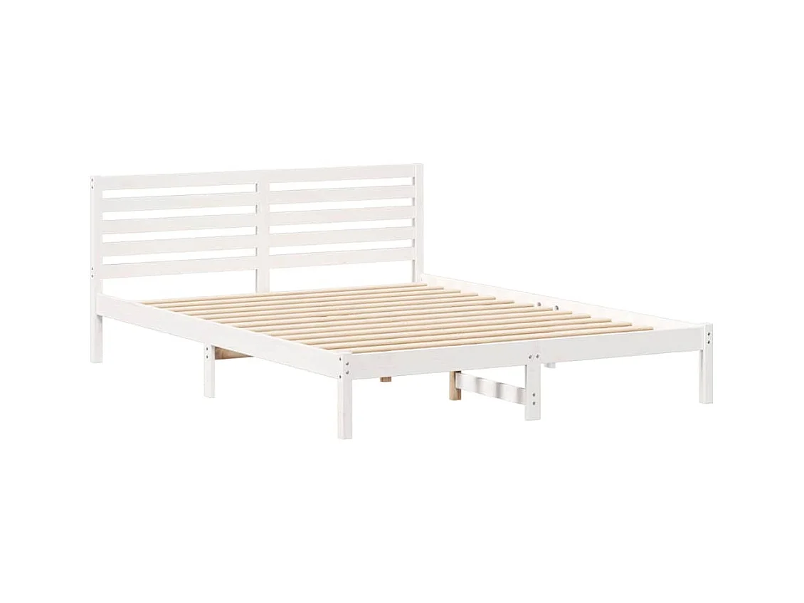 Struttura letto bianca 160 x 220 cm Legno massello di pino