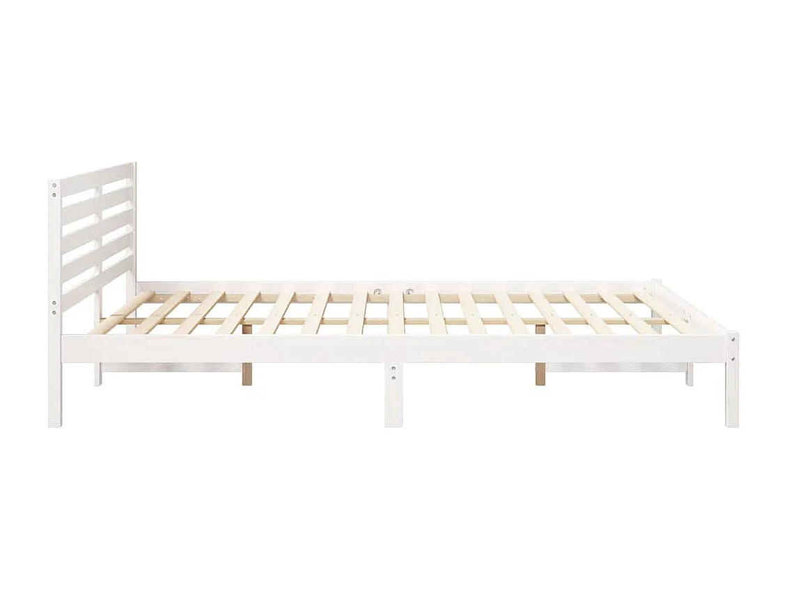 Struttura letto bianca 160 x 220 cm Legno massello di pino
